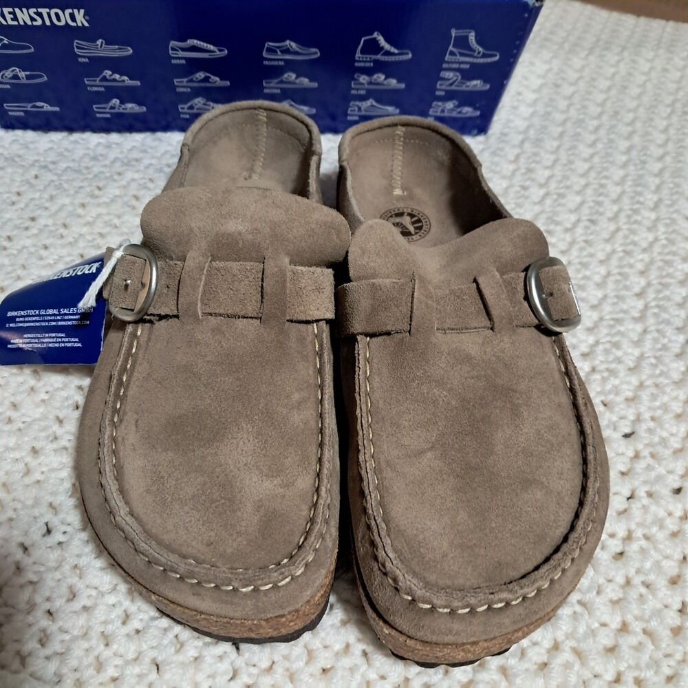 Birkenstock BUCKLEY Suede Clog GRAY TAUPE Narrow EU 40 NEW - Picture 3 of 16